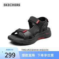 斯凯奇（Skechers）男鞋魔术贴厚底运动风休闲凉鞋229021 黑色/红色/BKRD 44.5 