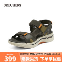 斯凯奇（Skechers）男鞋魔术贴厚底运动风休闲凉鞋229021 橄榄色/橘色/OLOR 39.5 