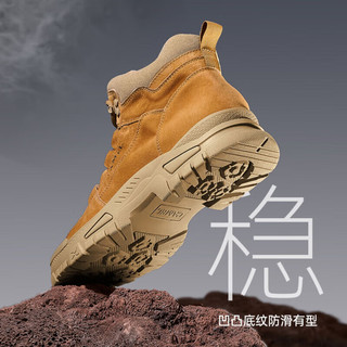 骆驼（CAMEL）户外登山靴男女同款潮流中帮休闲软底工装靴 GE12247126R 驼色(加绒) 40