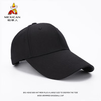 稻草人（MEXICAN）鸭舌帽男大头围加大显脸小春夏大码棒球帽适合的帽子女百搭潮 47365黑色【加大款】大头款 可调节(60-70头围可调节)