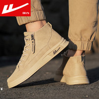 回力马丁靴男中帮男靴2022秋季男鞋英伦风潮流百搭休闲鞋子男士工装鞋户外运动鞋 卡其色 42