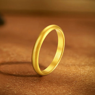梦金园黄金戒指 古法足金素圈指环男女同款戒指  22号-约6.5g（面宽0.35cm）