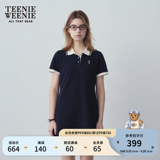 Teenie Weenie小熊POLO裙女2024夏季休闲简约连衣裙时尚收腰短裙女 藏青色 170/L