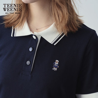 Teenie Weenie小熊POLO裙女2024夏季休闲简约连衣裙时尚收腰短裙女 藏青色 170/L