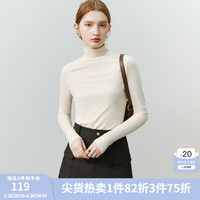 FANSILANEN范思蓝恩22FS4378亲肤软糯半高领修身打底衫女秋冬内搭长袖针织衫 米杏色 L