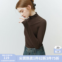 FANSILANEN范思蓝恩22FS4378亲肤软糯半高领修身打底衫女秋冬内搭长袖针织衫 巧克力色 XL