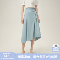范思蓝恩法式不规则a字半身裙女中长款设计感气质百褶裙24FS12104 油画蓝 M