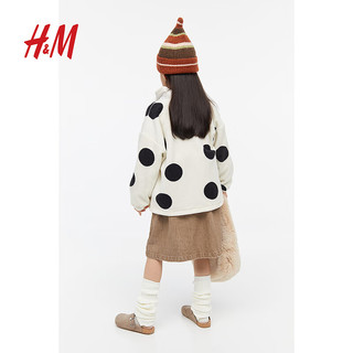 H&M童装女童外套时尚可爱花纹抓绒夹克1203349 奶油色/波点 1