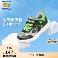 Skechers斯凯奇童鞋透气女童学步鞋可机洗男宝宝运动鞋407238N 407238N-BKLM黑色/柠檬色