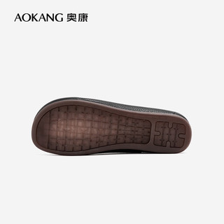 奥康（Aokang）女鞋 2024春季舒适简约圆头单鞋女百搭平底舒适鞋 黑色 35
