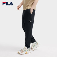 FILA 斐乐男装针织长裤2024夏季时尚舒适休闲收口运动长裤男 正黑色-BK 170/80A/M