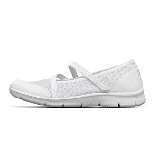 Skechers斯凯奇女鞋运动懒人鞋玛丽珍平底休闲鞋100354WHT37.5 白色/WHT