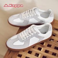 KAPPA卡帕男鞋运动鞋2024复古低帮拼接德训鞋男女同款休闲板鞋子男 经典白/蒸汽灰 36