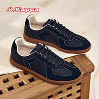 KAPPA卡帕男鞋运动鞋2024复古低帮拼接德训鞋男女同款休闲板鞋子男 夜空黑/黑色 41