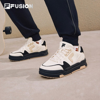 FILA  FUSION斐乐潮牌女鞋BANK DX鞋时尚休闲滑板鞋 古白色/黑-AB 39