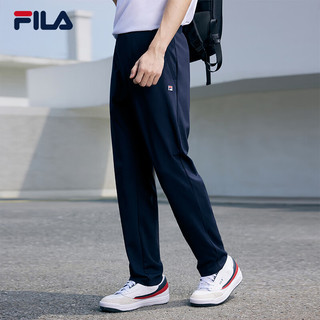 FILA 斐乐男士针织长裤2024夏季基础时尚简约直口休闲裤 传奇蓝-NV 180/88A/XL