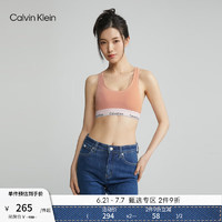 Calvin Klein内衣【摩登引力带】女可抽取垫ck轻运动无钢圈美背文胸QF7207AD BJ0-粉橙色 L