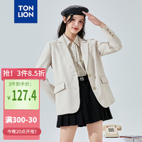 唐狮（TonLion）2023休闲小西装女气质外套 杏仁白 L 