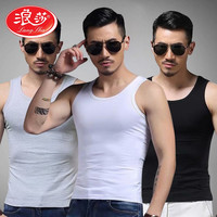 浪莎背心男士100%纯棉透气夏季全棉运动汗衫修身弹力棉白色背心 黑色+白色+灰色【100%棉】 L【170/95】