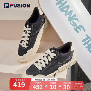 FILA FUSION斐乐潮牌POP II女鞋场下帆布鞋夏款休闲运动鞋 黑/米色-BA 37.5