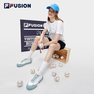 FILA FUSION斐乐潮牌POP II女鞋场下帆布鞋夏款休闲运动鞋 明亮白/灰雾蓝-BG 36.5