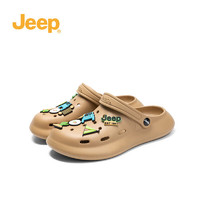 Jeep吉普厚底洞洞鞋女夏季款防滑沙滩凉鞋踩屎感外穿包 沙色 40
