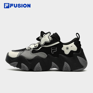 FILA FUSION斐乐潮牌STARFISH-CVS女鞋厚底鞋冬季帆布鞋 黑/奶白-BG 36