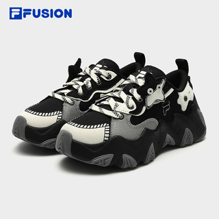 FILA FUSION斐乐潮牌STARFISH-CVS女鞋厚底鞋冬季帆布鞋 黑/奶白-BG 36