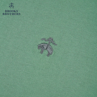 布克兄弟（BrooksBrothers）男士24春夏棉简约LOGO款短袖针织T恤 3003-绿色 XS