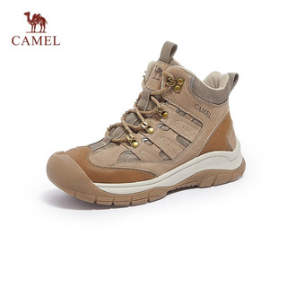 骆驼（CAMEL）冬季登山鞋厚底靴高帮鞋休闲运动鞋百搭女老爹鞋 L23W379158沙色/土黄 39