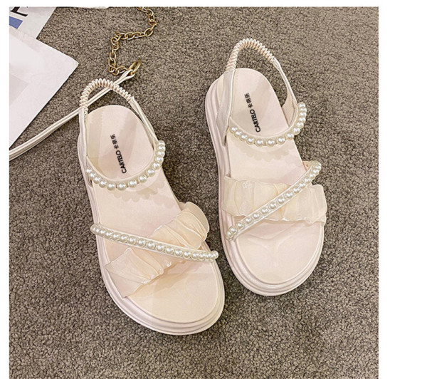 卡帝乐鳄鱼凉鞋女夏季时尚休闲女鞋百搭女士上班凉鞋子女1157米色37