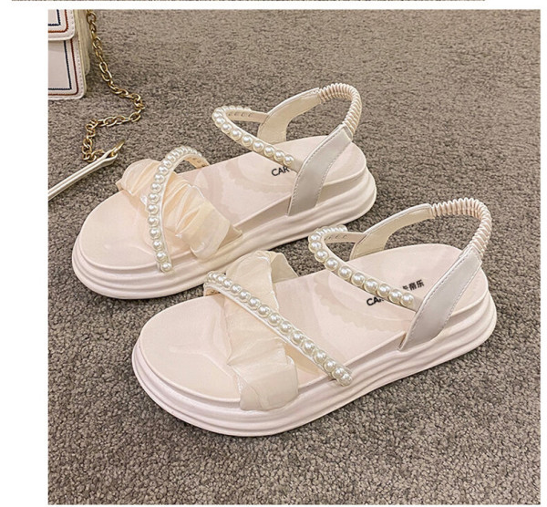 卡帝乐鳄鱼凉鞋女夏季时尚休闲女鞋百搭女士上班凉鞋子女1157米色37