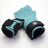 吕小军（LUXIAOJUN）助力带双层牛皮护掌手套力量训练引体向上硬拉单杠防滑拉力带 湖蓝色 M（手腕周长15-22cm)