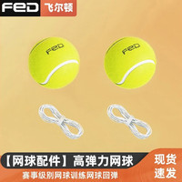 飞尔顿【网球配件零件】高弹力带线网球2个带绳网球回弹初学者 【配件】带线网球*2