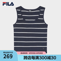 FILA斐乐女子编织衫2024夏新款时尚休闲修身条纹毛织背心