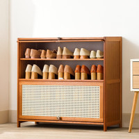 木马人鞋柜简易客厅玄关柜子多层小鞋架简约家用楠竹换鞋凳防尘置物架 【透气翻门】五层80长