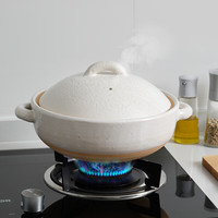 万古窑日本万古烧砂锅炖锅加厚家用燃气灶日式煲仔饭陶瓷沙土锅 白色8号加厚款 2-3人用