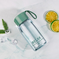 杜耕水杯女可爱小巧便携塑料简约耐高温夏季喝水小茶杯子 彩透-橄榄绿 350ml 常规