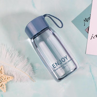 杜耕水杯女可爱小巧便携塑料简约耐高温夏季喝水小茶杯子 彩透-海军蓝 350ml 常规