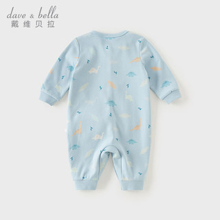 戴维贝拉（DAVE＆BELLA）婴儿连体衣0-6个月女宝宝衣服秋季幼童爬服男宝哈衣小童睡衣 米蓝色组 90cm（身高80-90cm）