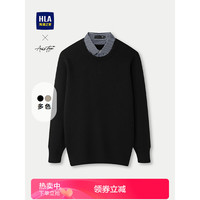 HLA海澜之家针织衫男24新轻商务时尚双领保暖毛衣男冬季HNTVW4W008A 黑色16 165/84A S114~124斤