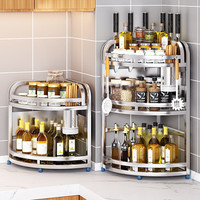 加度不锈钢厨房三角置物架台面转角调料收纳架多功能收纳储物架子