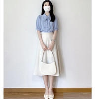 馨兰芙曼事业面试服装白衬衫女夏季高级感职业套装教师穿搭 蓝色 2XL