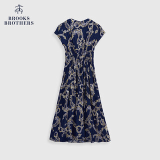 布克兄弟（BrooksBrothers）女士24春夏摩登印花轻盈薄款连衣裙 4004-藏青色 2