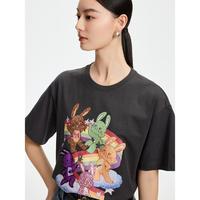 Y.SING 衣香丽影 100%棉创意涂鸦设计T恤女2024年夏季新款基础百搭上衣