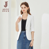 經典故事（JANE STORY）小个子薄款西装外套女夏季气质职业OL通勤七分袖西服上衣 R05黑色 170/92A/XL