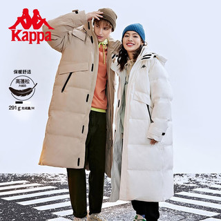 卡帕（Kappa）超长款羽绒服男女高领连帽羽绒服户外防寒服 韩国白-012 M