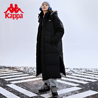 卡帕（Kappa）超长款羽绒服男女高领连帽羽绒服户外防寒服 黑色-990 L