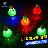 浦锐夜光羽毛球发亮带灯LED夜间户外塑料防风耐打室外训练尼龙球