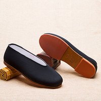 颐福元老北京布鞋男牛皮底传统布鞋手工千层底单鞋圆口僧鞋爸爸老人鞋大码散步鞋 黑色 38（偏小请选大一码）